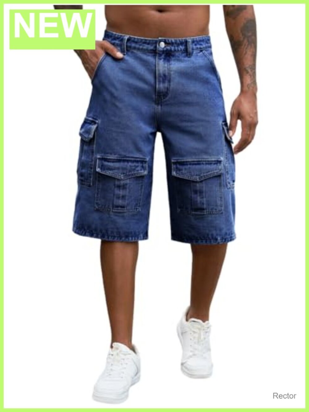 Men's Baggy Cargo Jean Shorts Hip Hop Y2K Jorts Denim